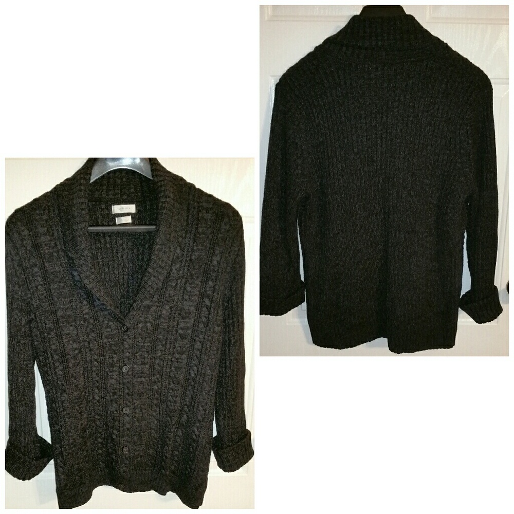 Van Heusen Dark Grey Sweater botton front Size XL